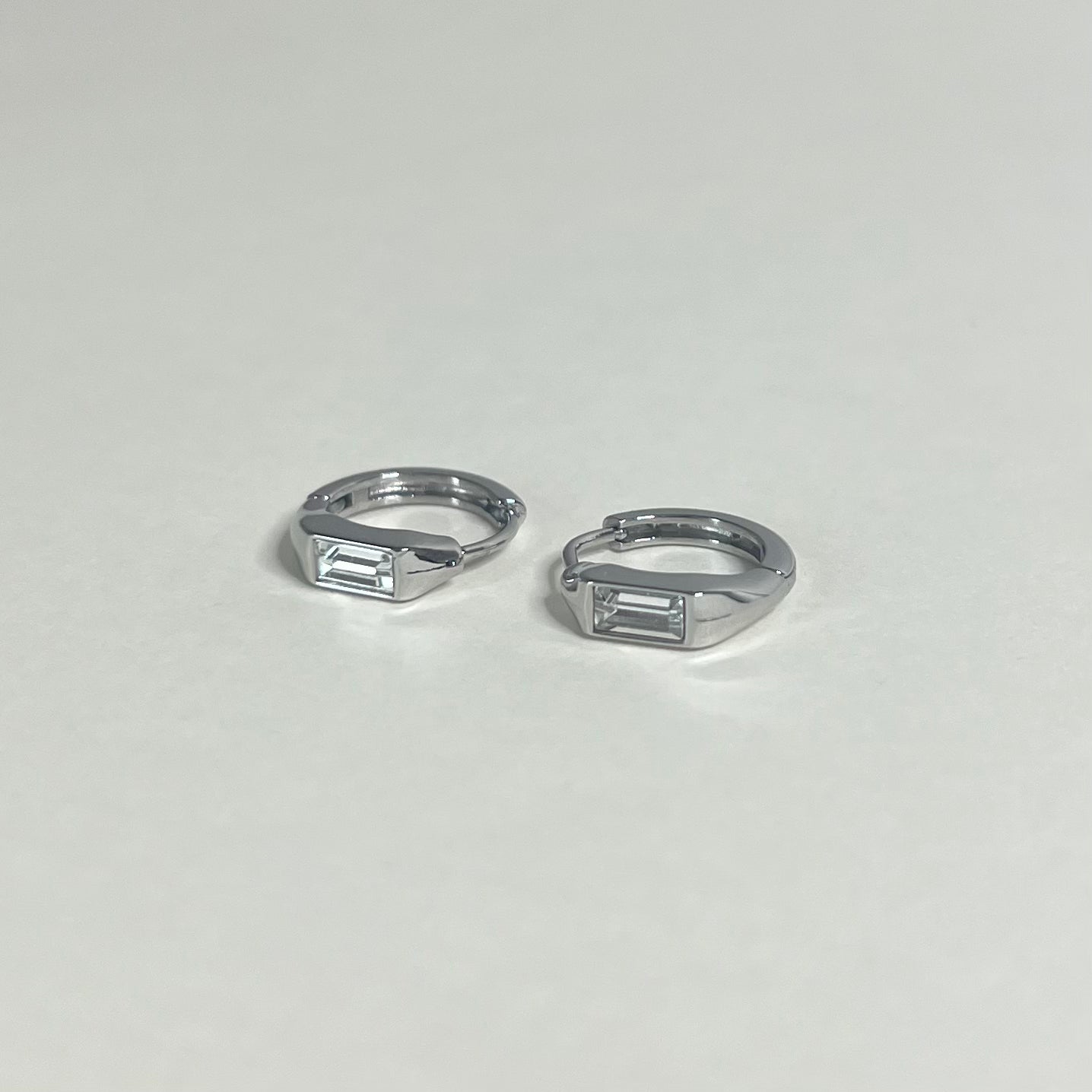 Sample Sale Silver Baguette Crystal Huggies (Waterproof)