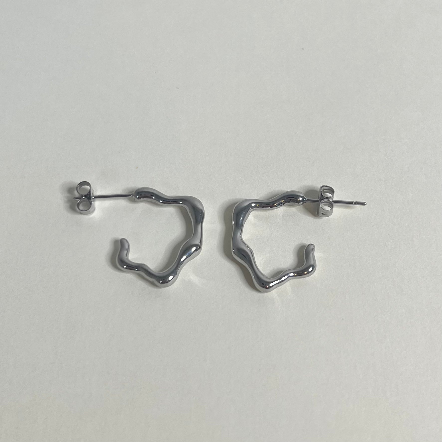 Sample Sale Silver Molten Wave Hoops (Waterproof)