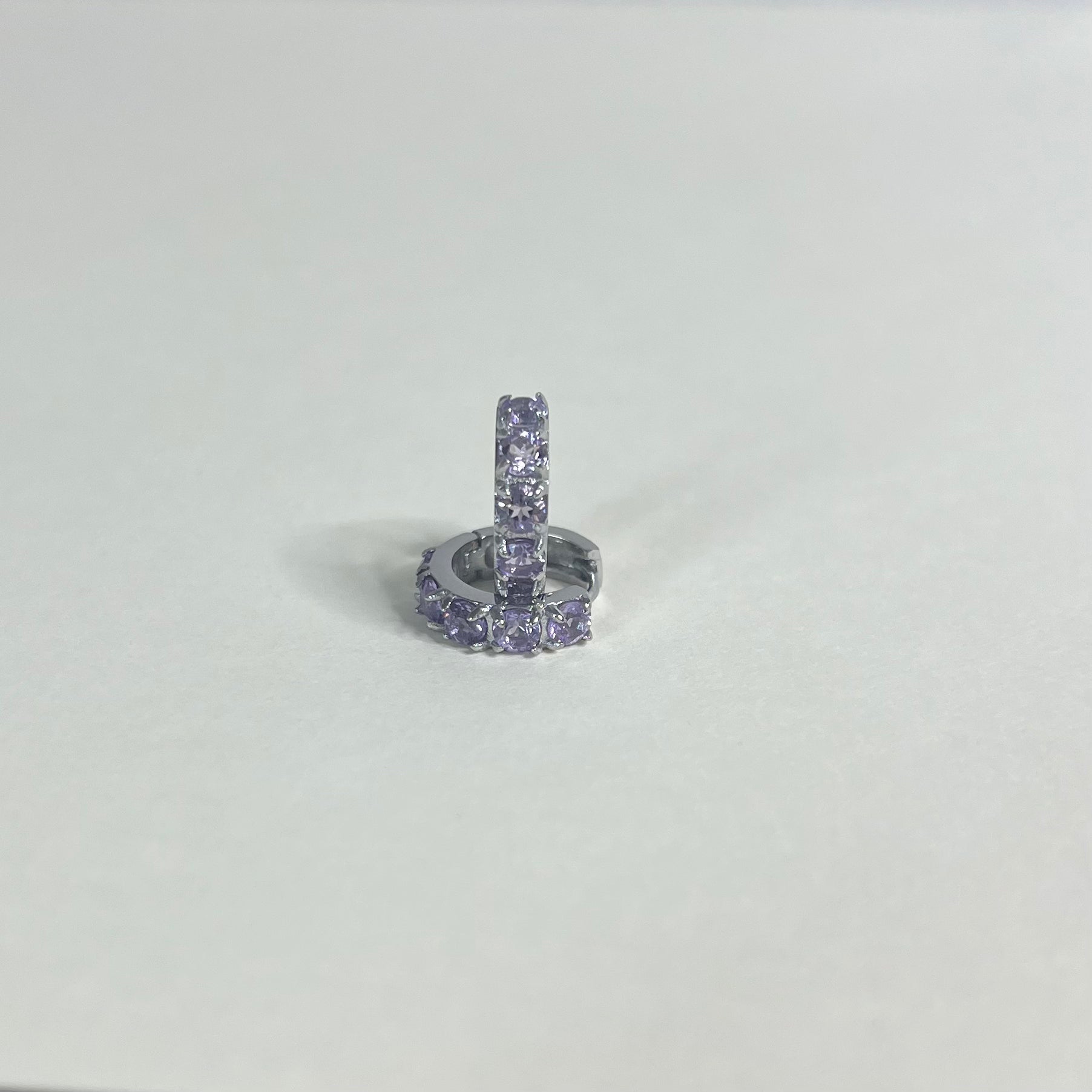 Sample Sale Silver Light Amethyst Gemstone Huggies (Waterproof)