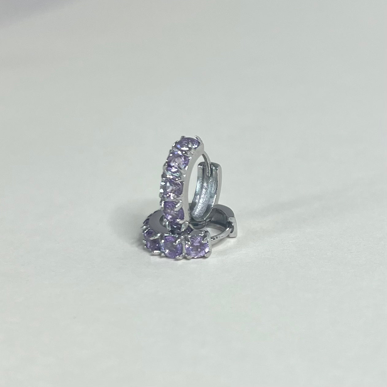 Sample Sale Silver Light Amethyst Gemstone Huggies (Waterproof)
