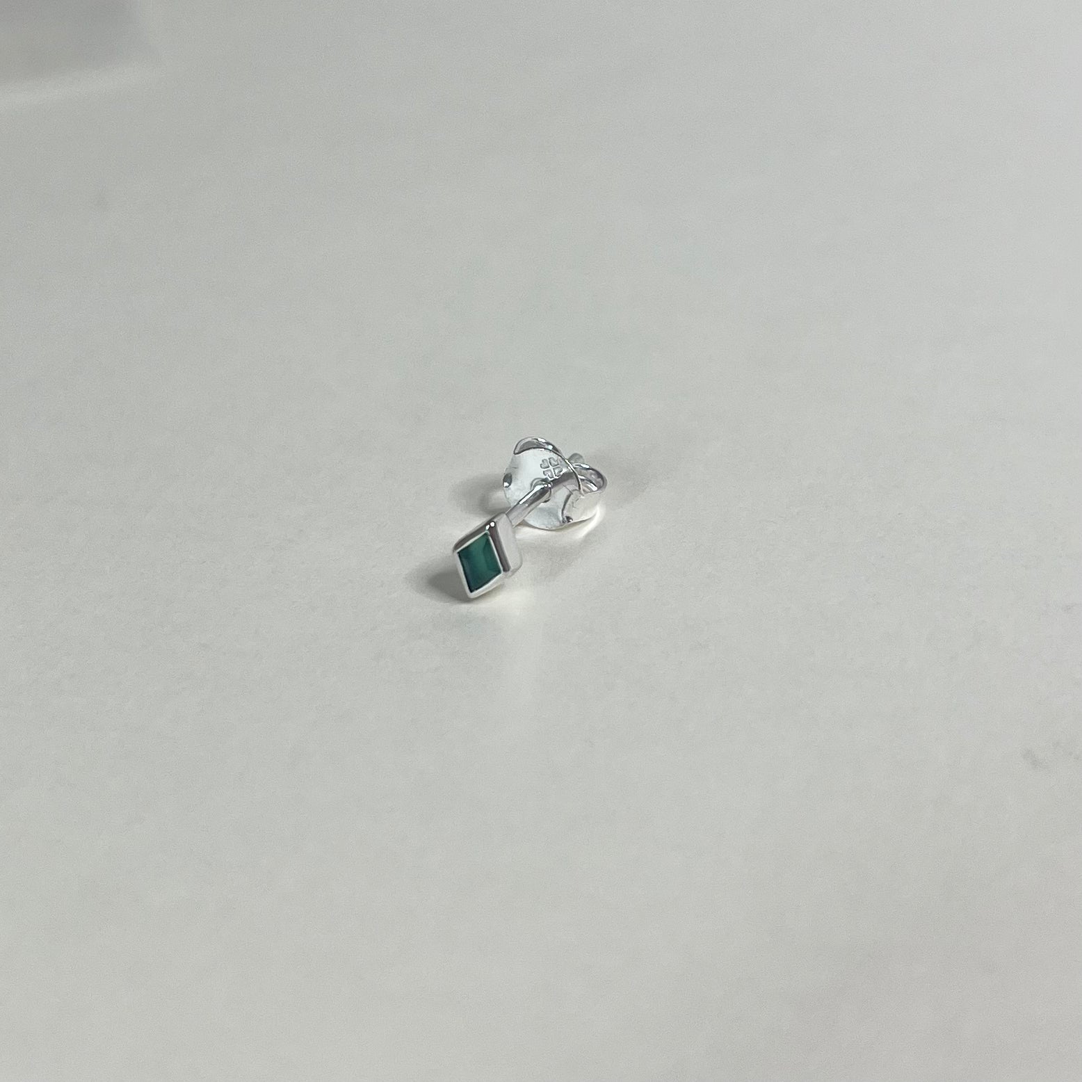 Sample Sale Silver Single Green Onyx Rhombus Stud (Sterling Silver)