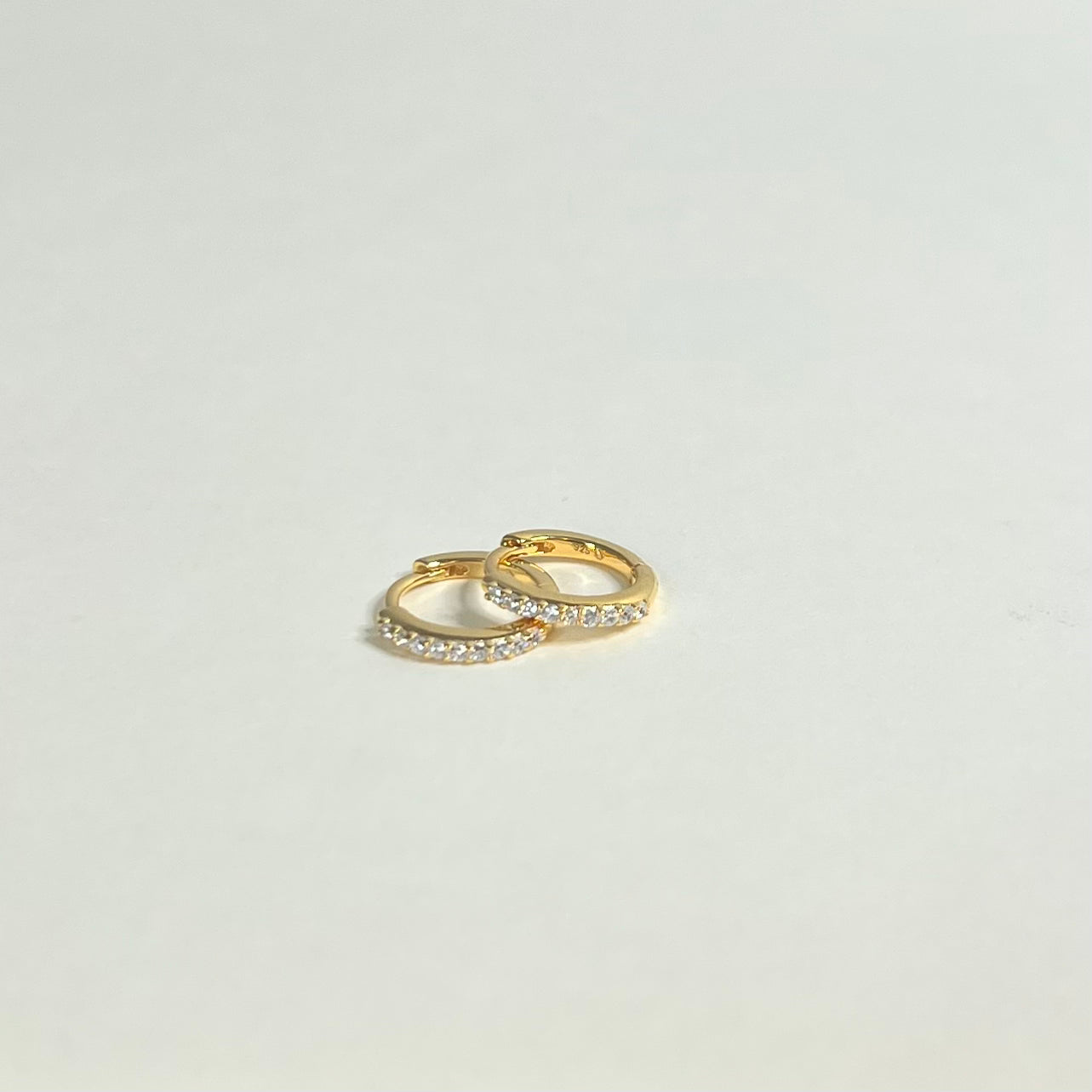 Sample Sale Gold Clear CZ Huggies (Sterling Silver)