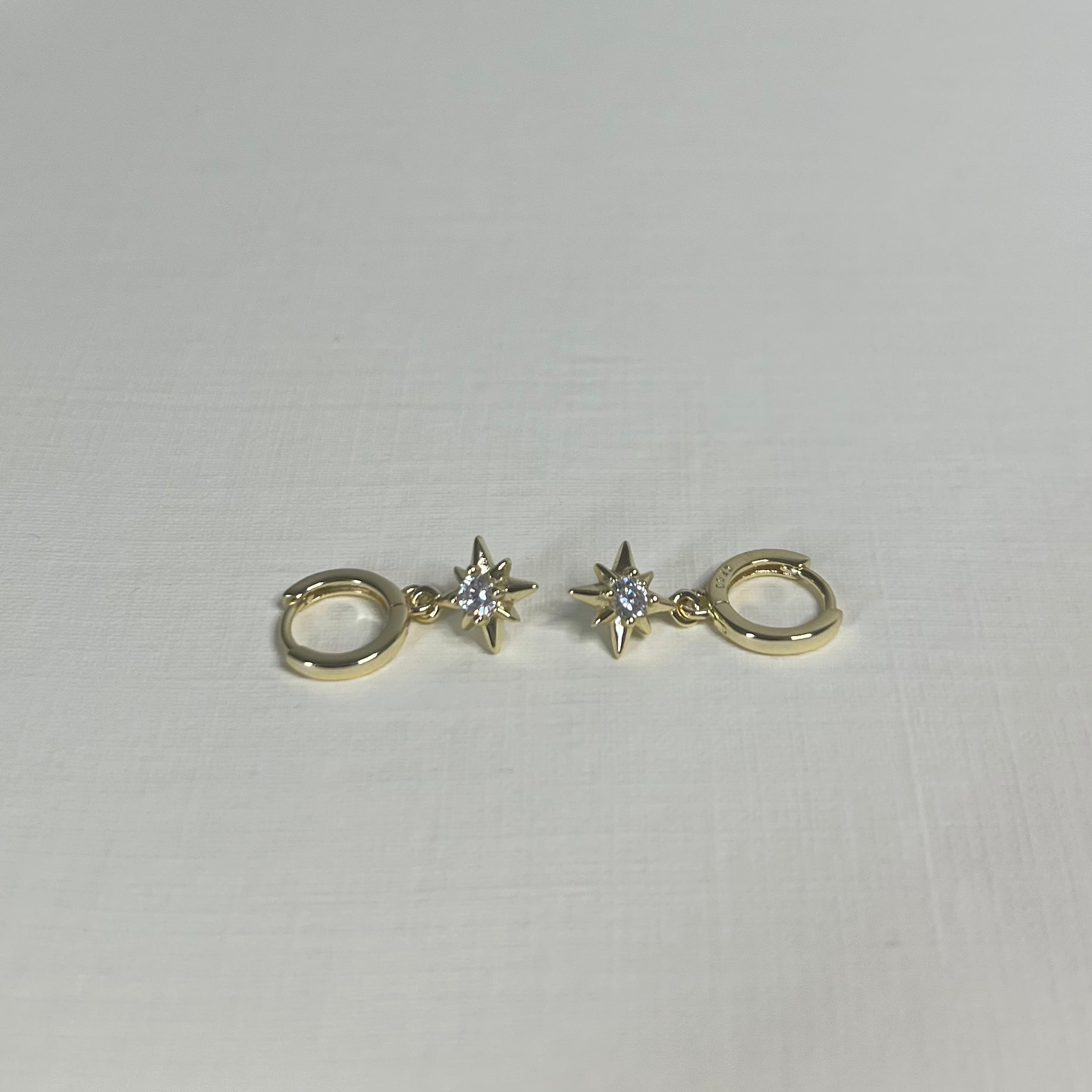 Sample Sale Gold Clear CZ Star Charm Mini Huggies (Sterling Silver)