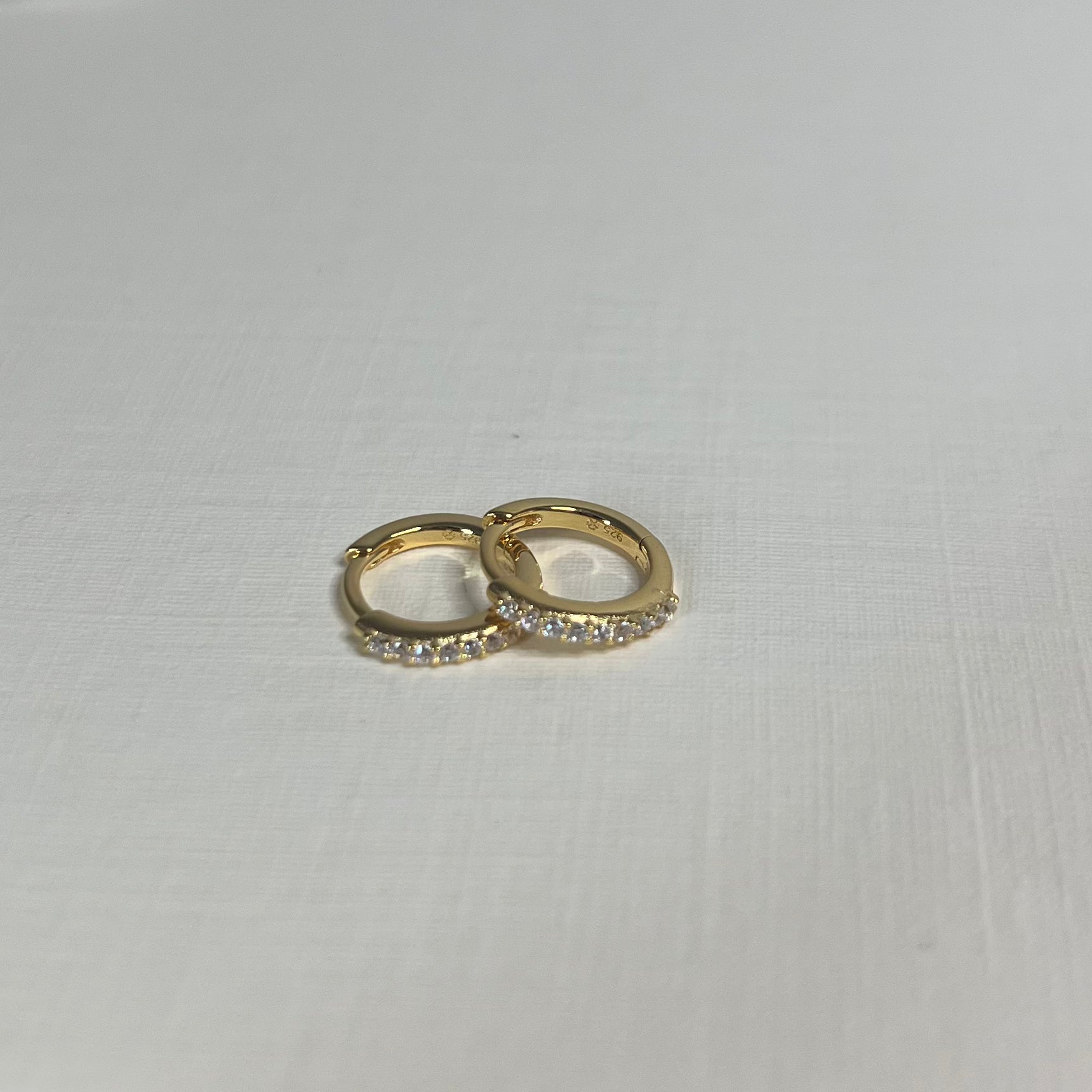 Sample Sale Gold Clear CZ Huggies (Sterling Silver)