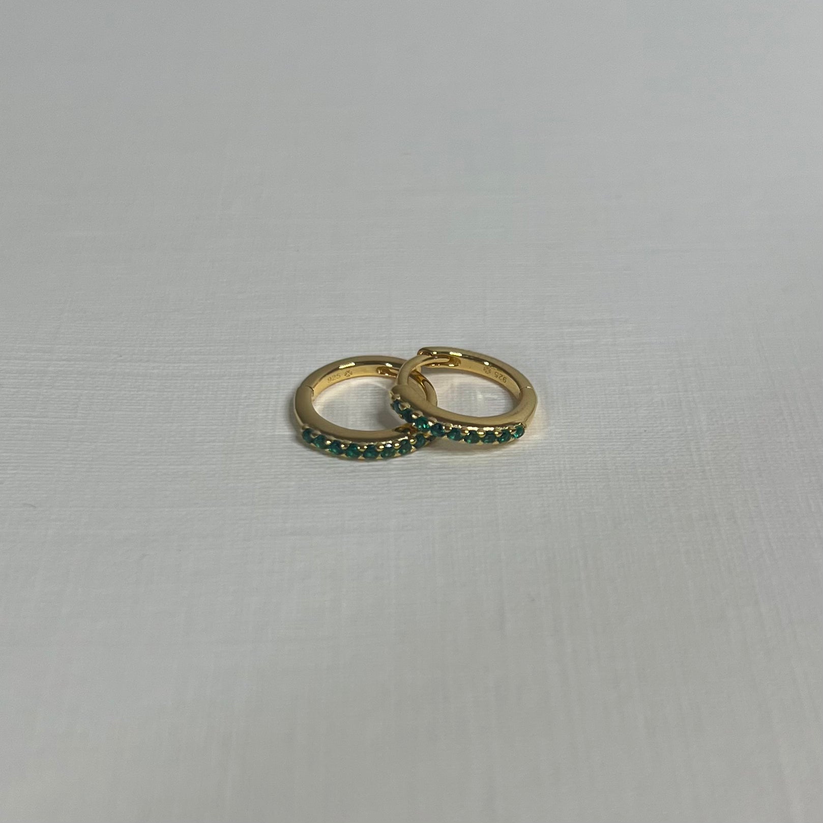 Sample Sale Gold Emerald CZ Huggies (Sterling Silver)