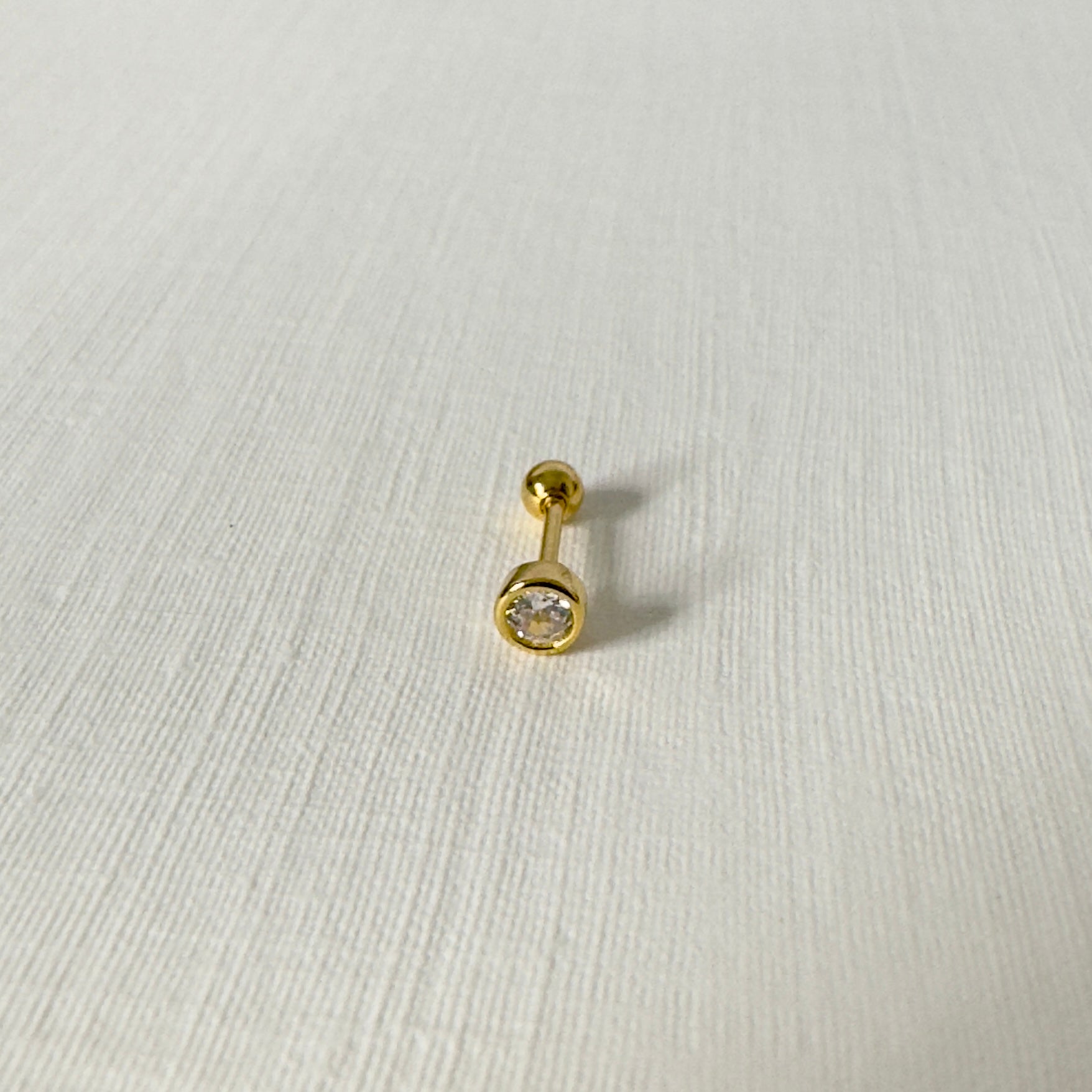 Sample Sale Gold Round Crystal Single Barbell (Sterling Silver)
