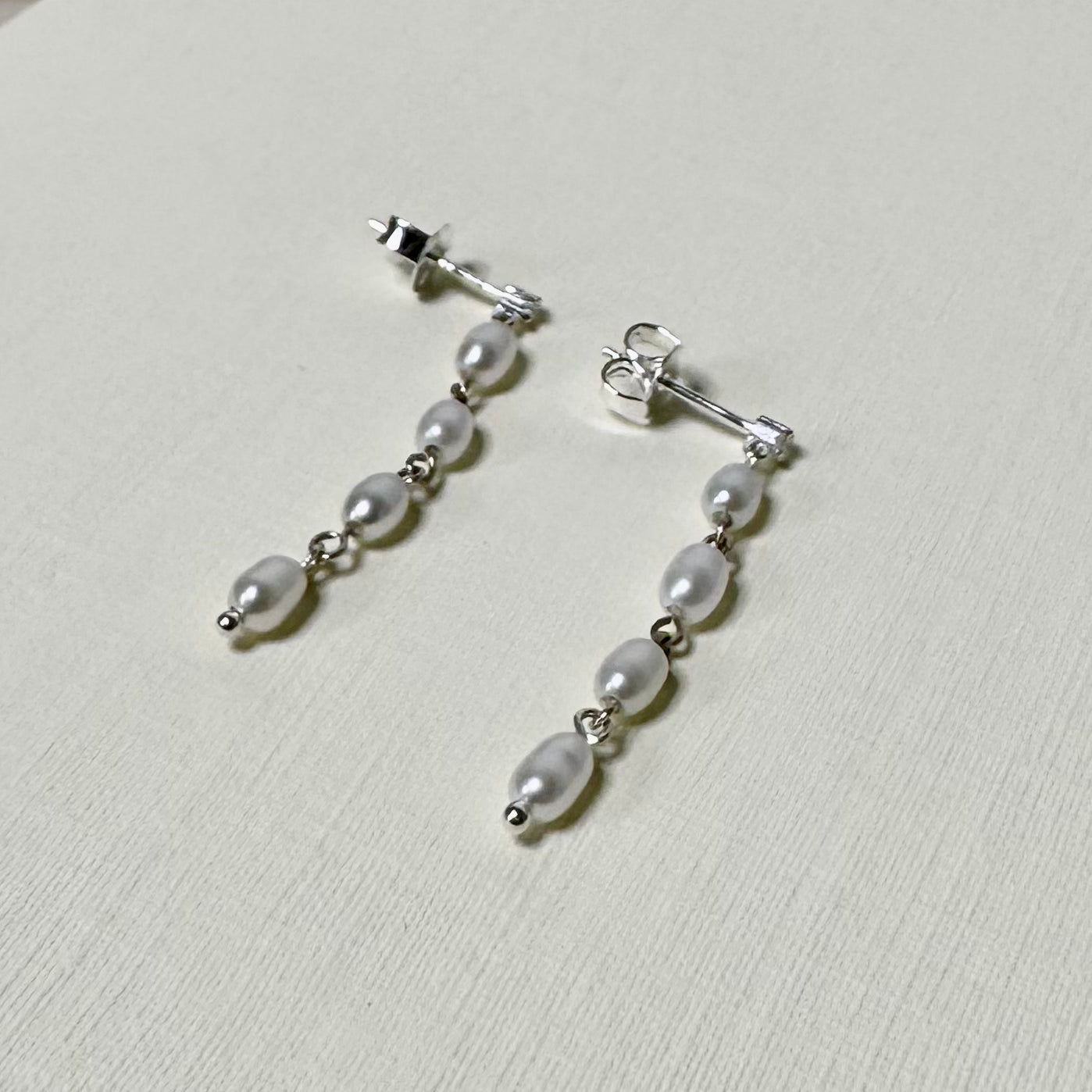 Sample Sale Silver Pearl Gem Drop Studs (Sterling Silver)