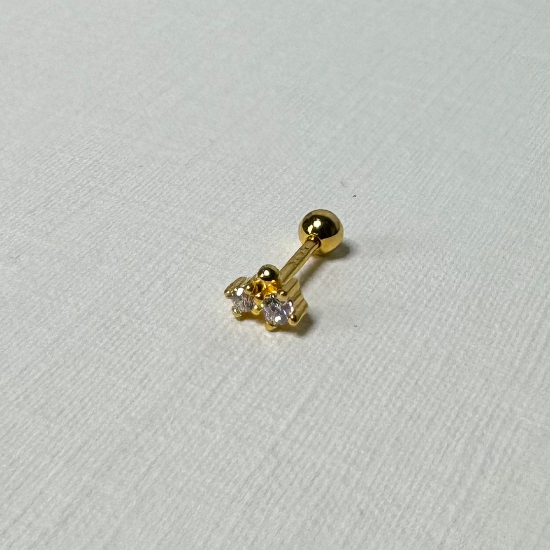Sample Sale Gold Single Gemmed Barbell (Sterling Silver)