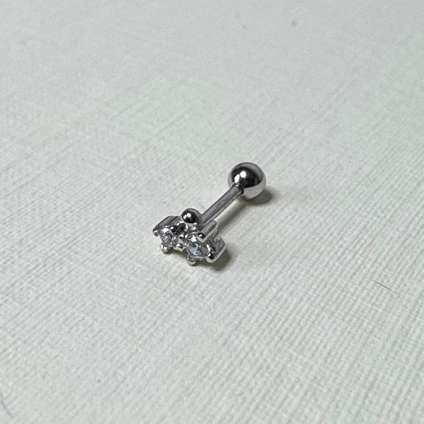Sample Sale Silver Single Gemmed Barbell (Sterling Silver)