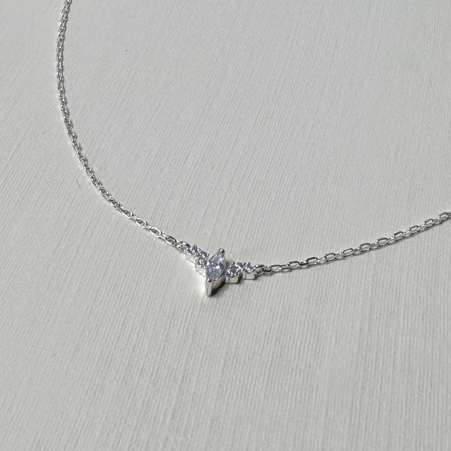 Sample Sale Silver Marquise Crystal Cluster Necklace (Sterling Silver)