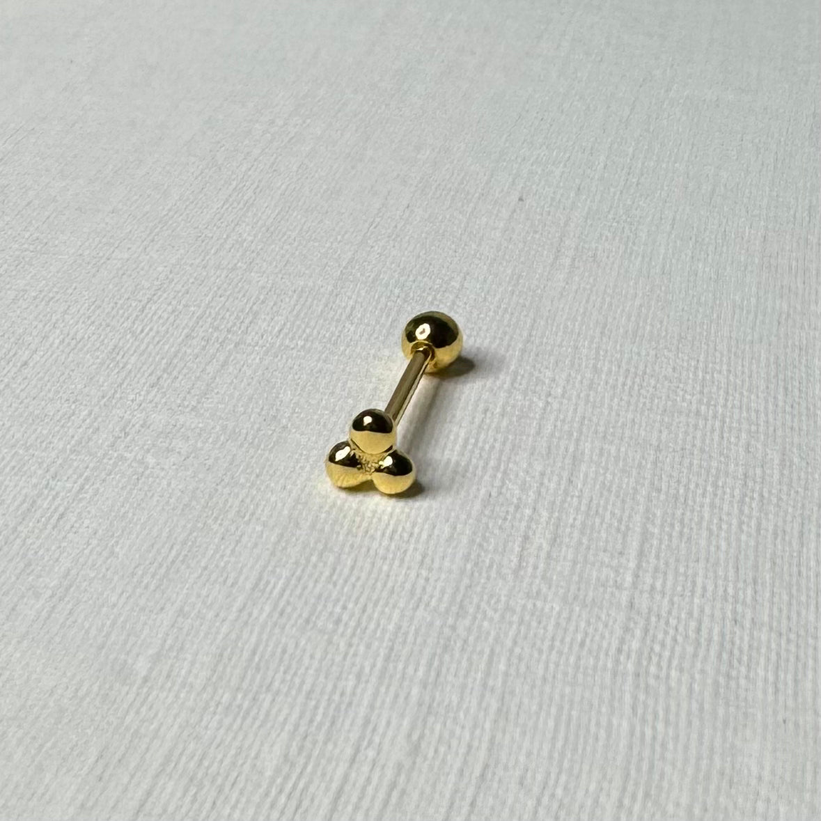 Sample Sale Gold Single Triple Bobble Barbell (Sterling Silver)