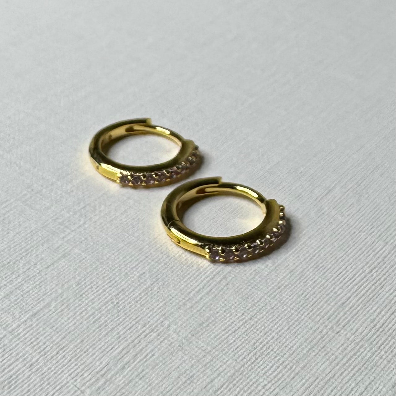 Sample Sale Gold Clear CZ Huggies (Sterling Silver)