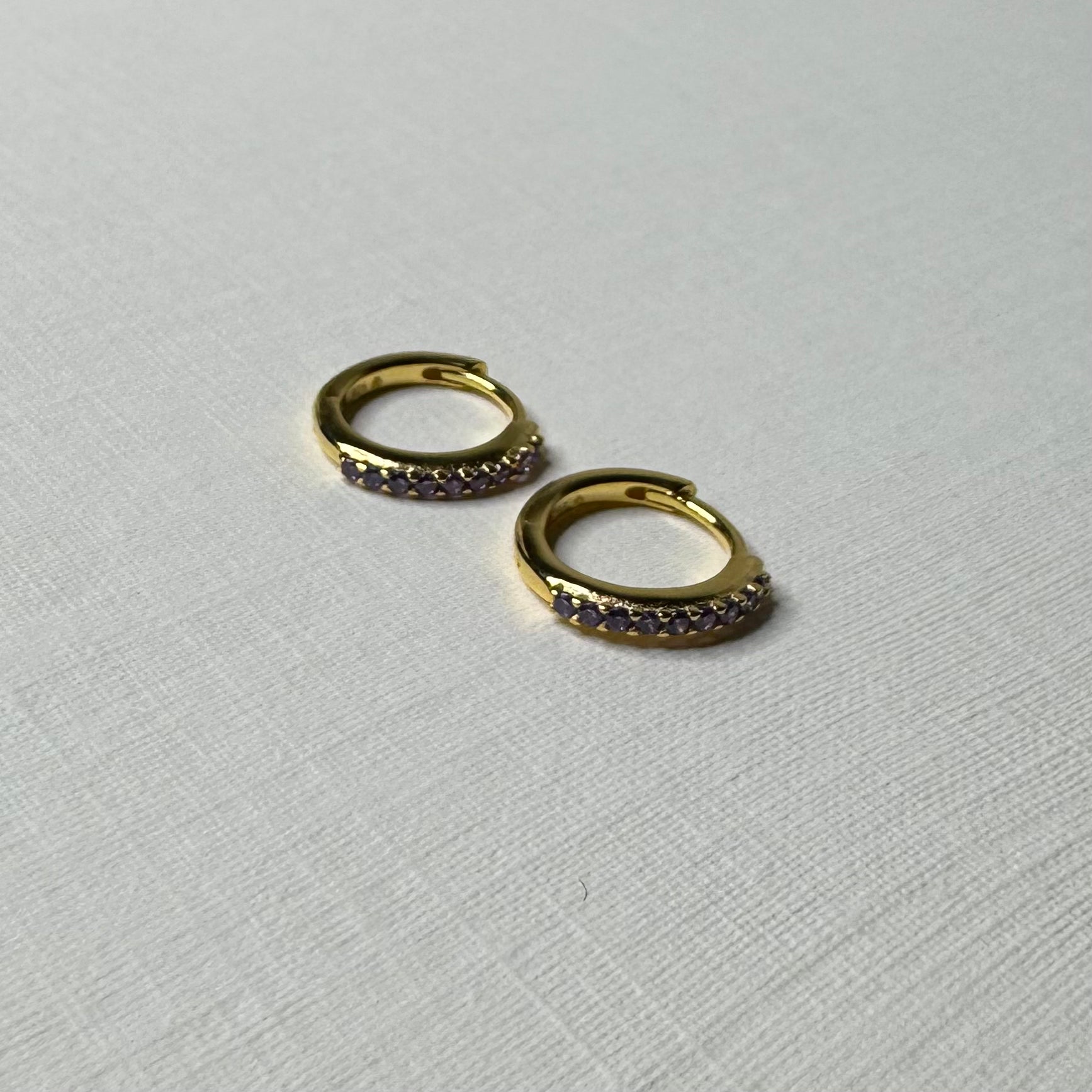 Sample Sale Gold Purple CZ Huggies (Sterling Silver)