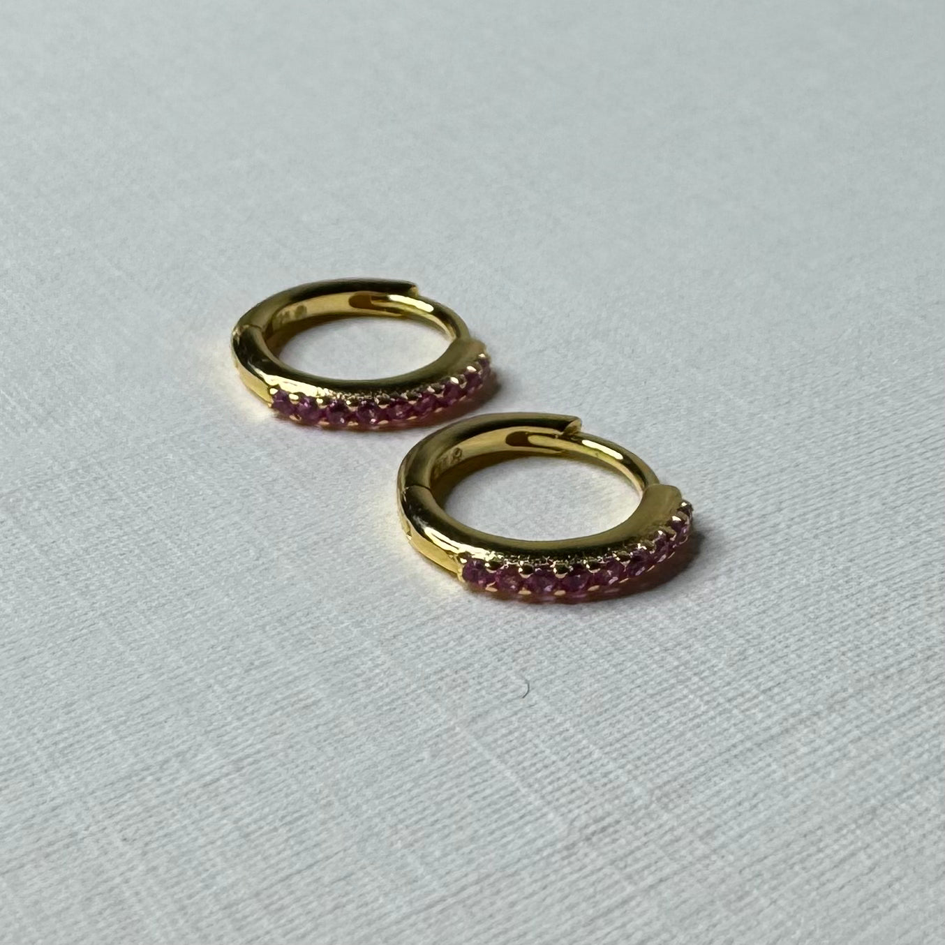 Sample Sale Gold Pink CZ Huggies (Sterling Silver)