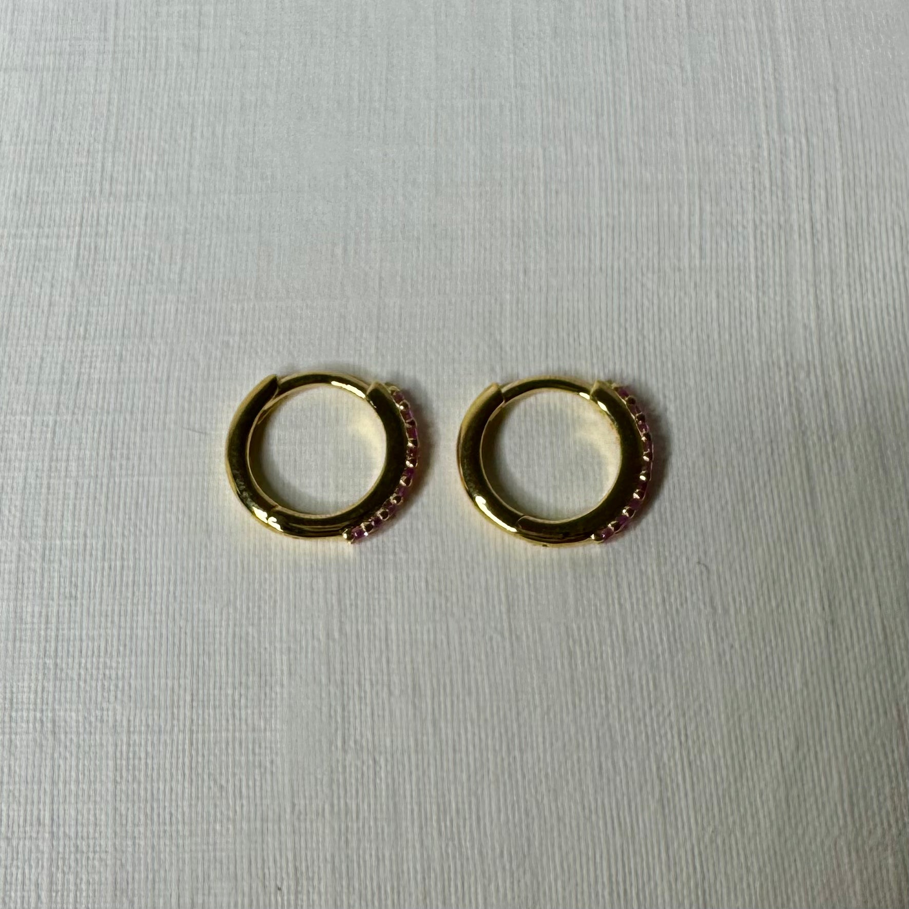 Sample Sale Gold Pink CZ Huggies (Sterling Silver)