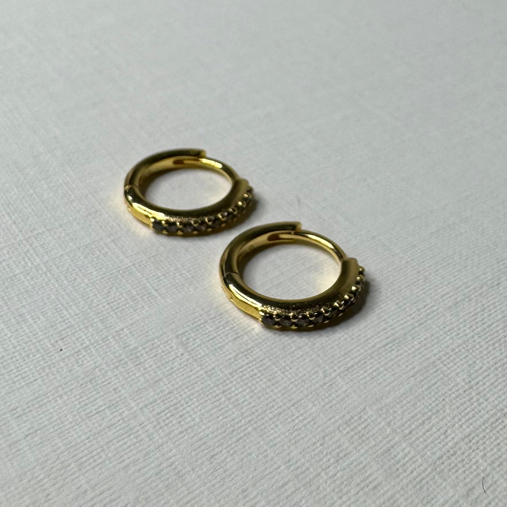 Sample Sale Gold Olive Green CZ Huggies (Sterling Silver)