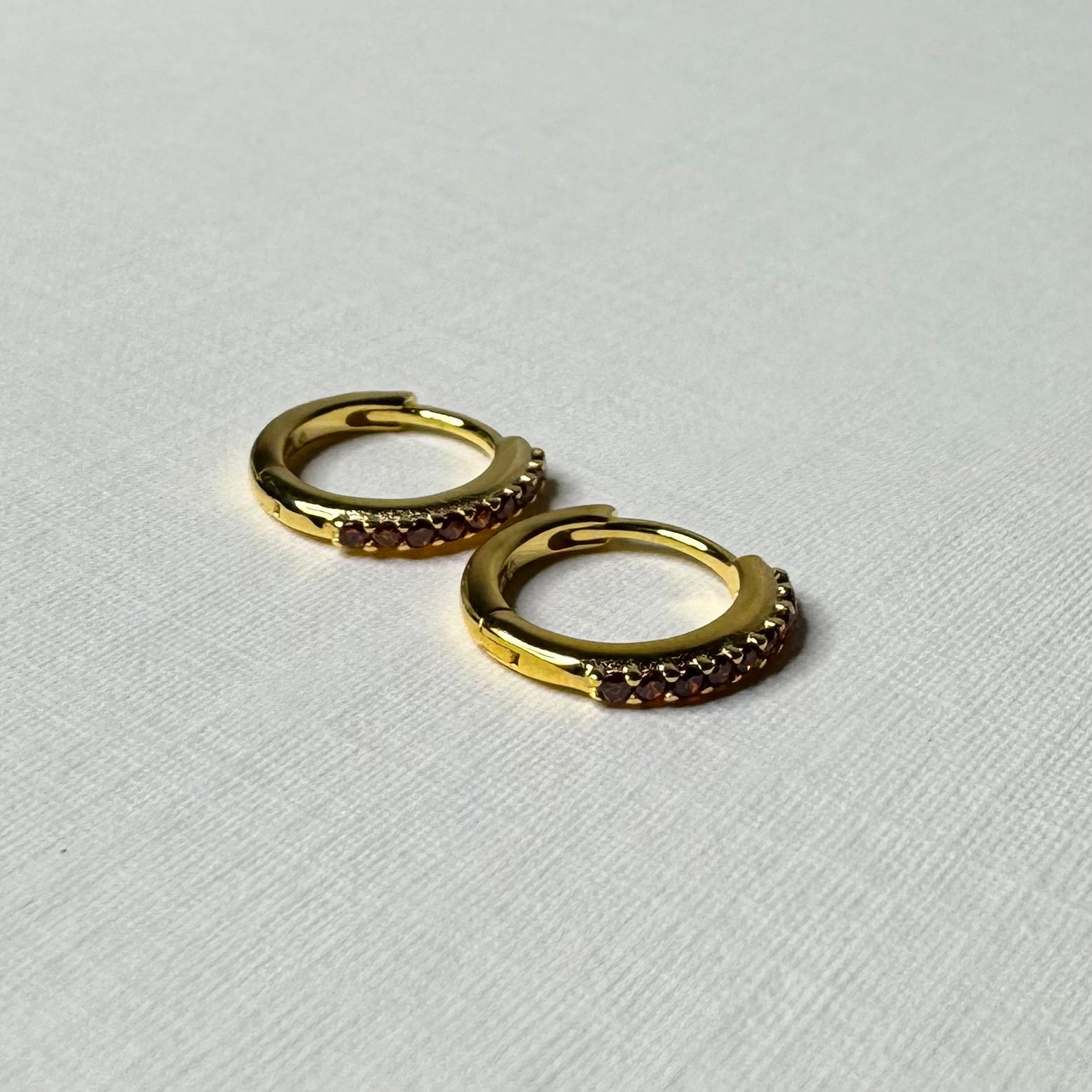 Sample Sale Gold Orange CZ Huggies (Sterling Silver)