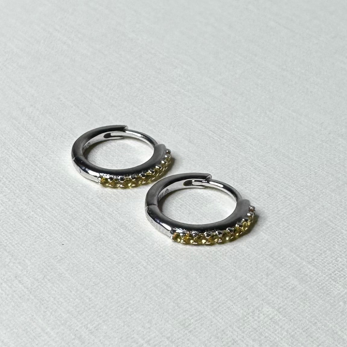 Sample Sale Silver Yellow CZ Huggies (Sterling Silver)