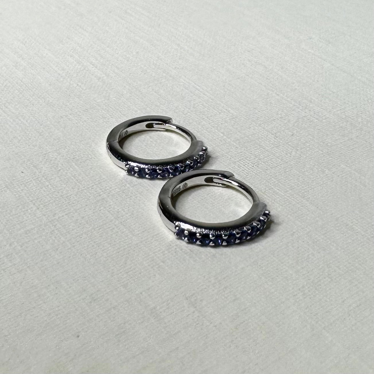 Sample Sale Silver Blue CZ Huggies (Sterling Silver)