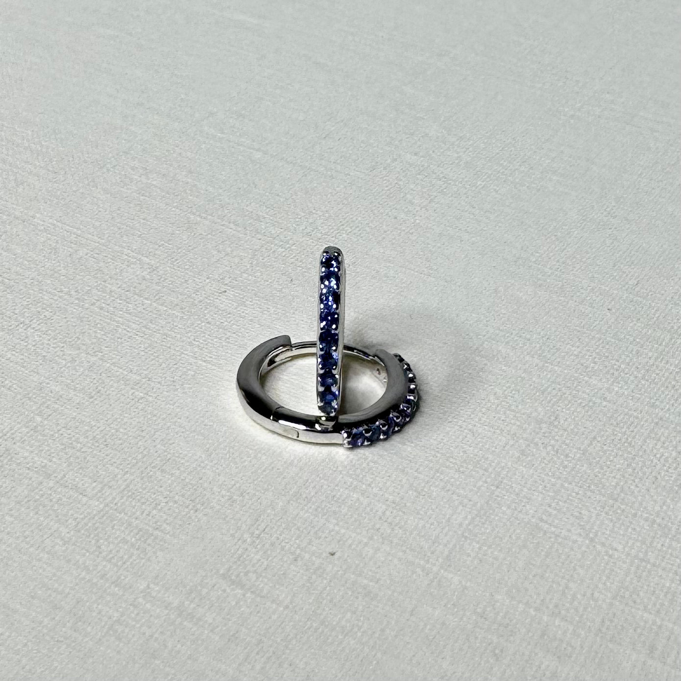 Sample Sale Silver Blue CZ Huggies (Sterling Silver)