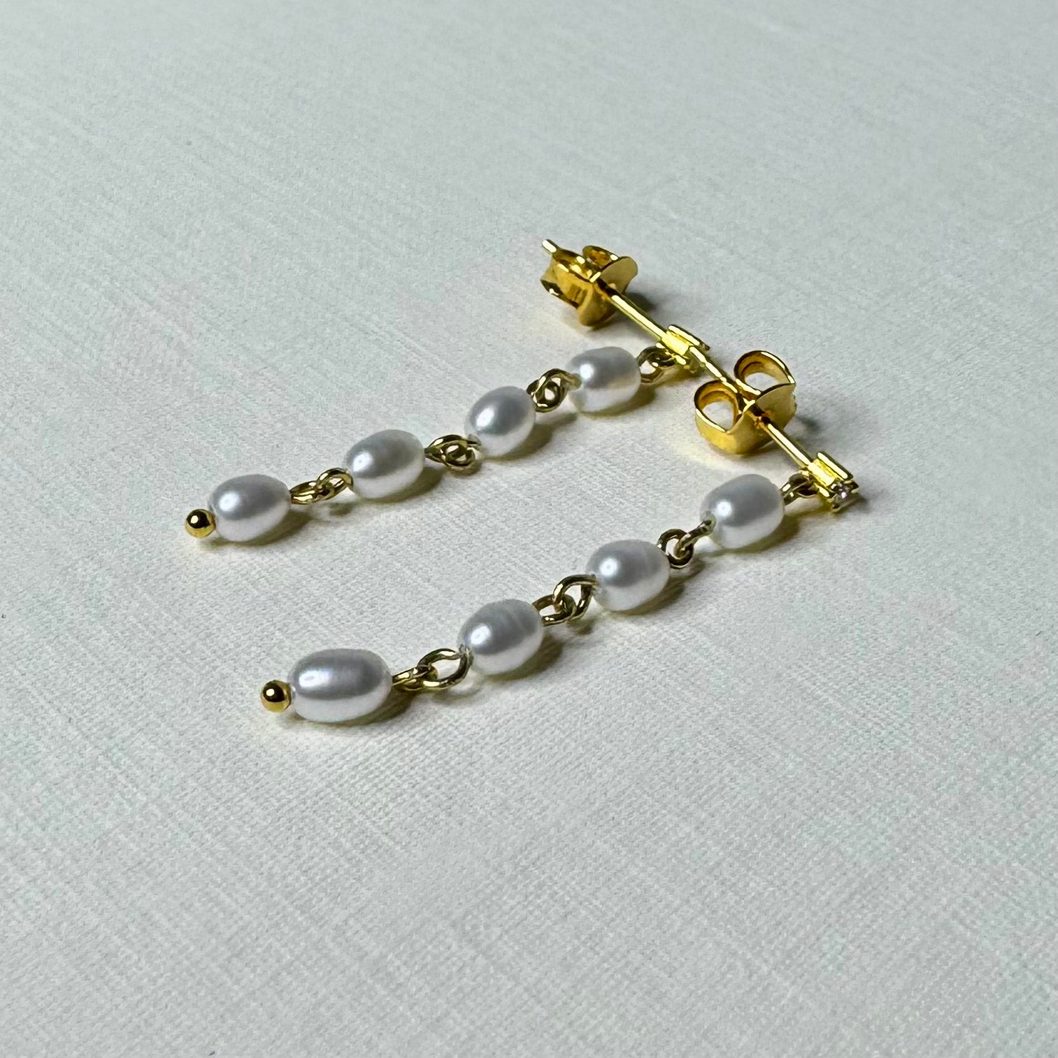 Sample Sale Gold Pearl Gem Drop Studs (Sterling Silver)