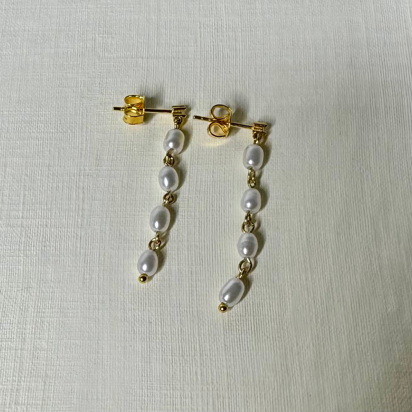 Sample Sale Gold Pearl Gem Drop Studs (Sterling Silver)
