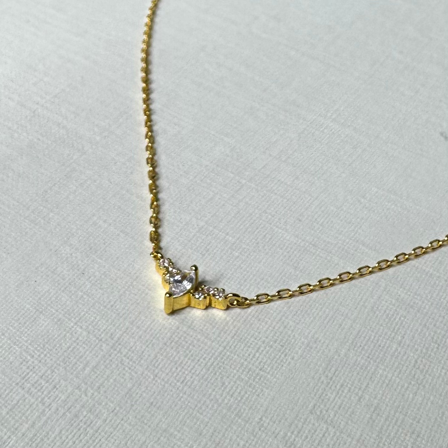 Sample Sale Gold Marquise Crystal Cluster Necklace (Sterling Silver)