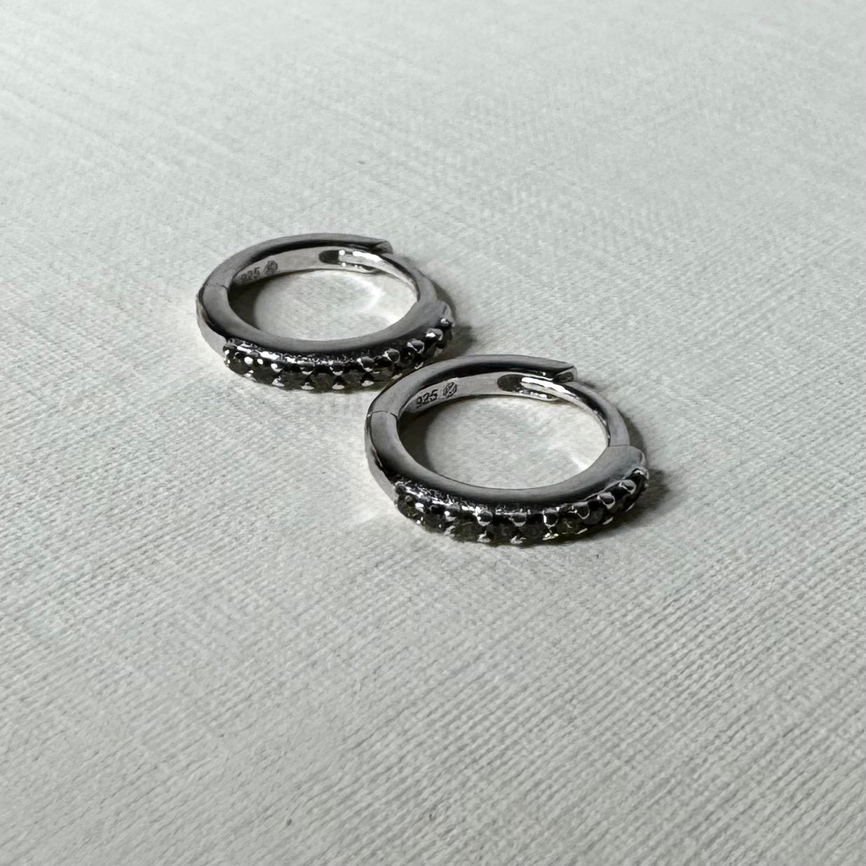 Sample Sale Silver Olive Green CZ Huggies (Sterling Silver)