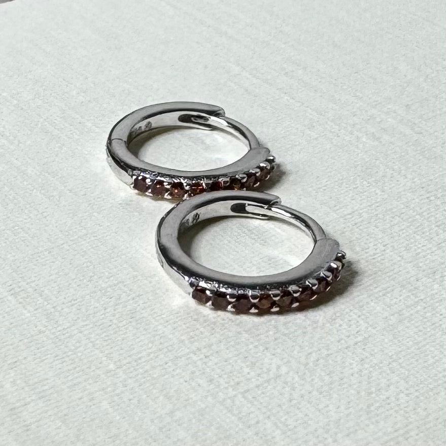 Sample Sale Silver Orange CZ Huggies (Sterling Silver)