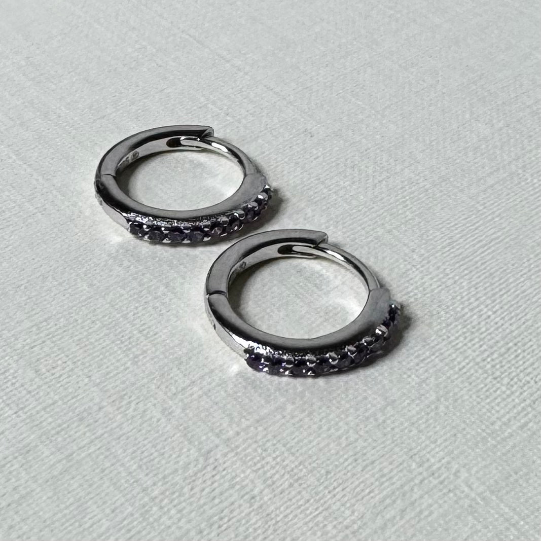 Sample Sale Silver Purple CZ Huggies (Sterling Silver)