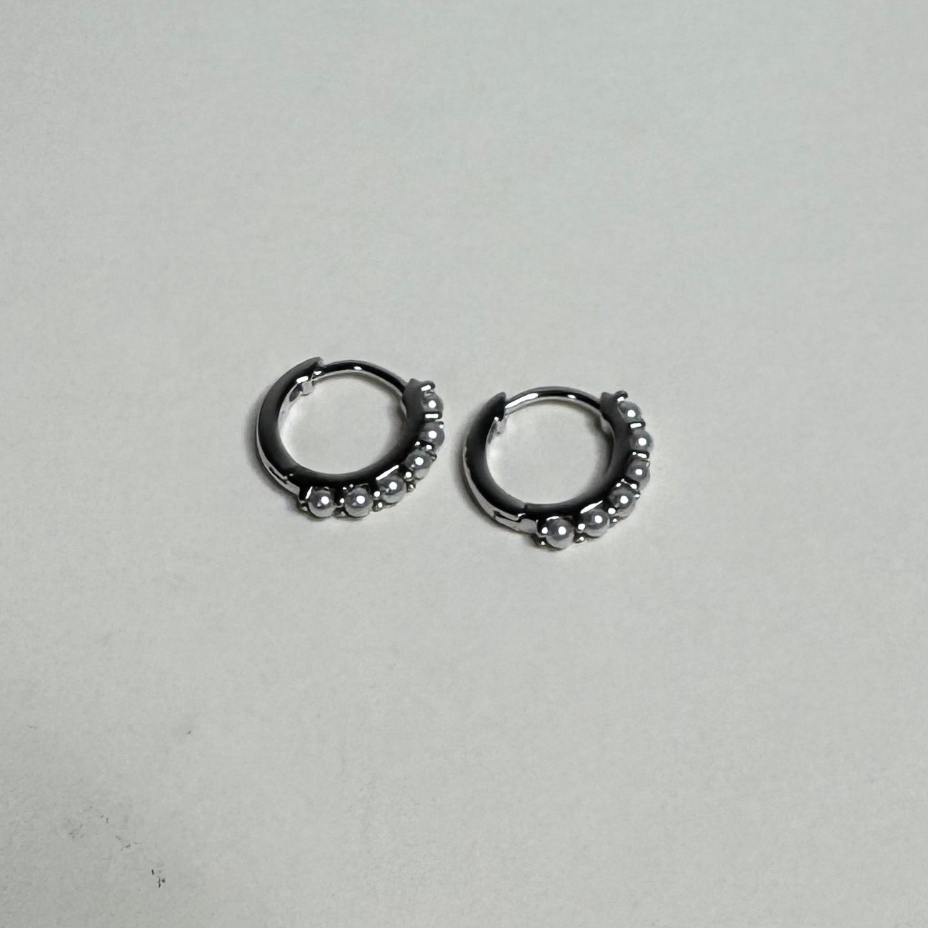Sample Sale Silver Pearl Huggies (Sterling Silver)