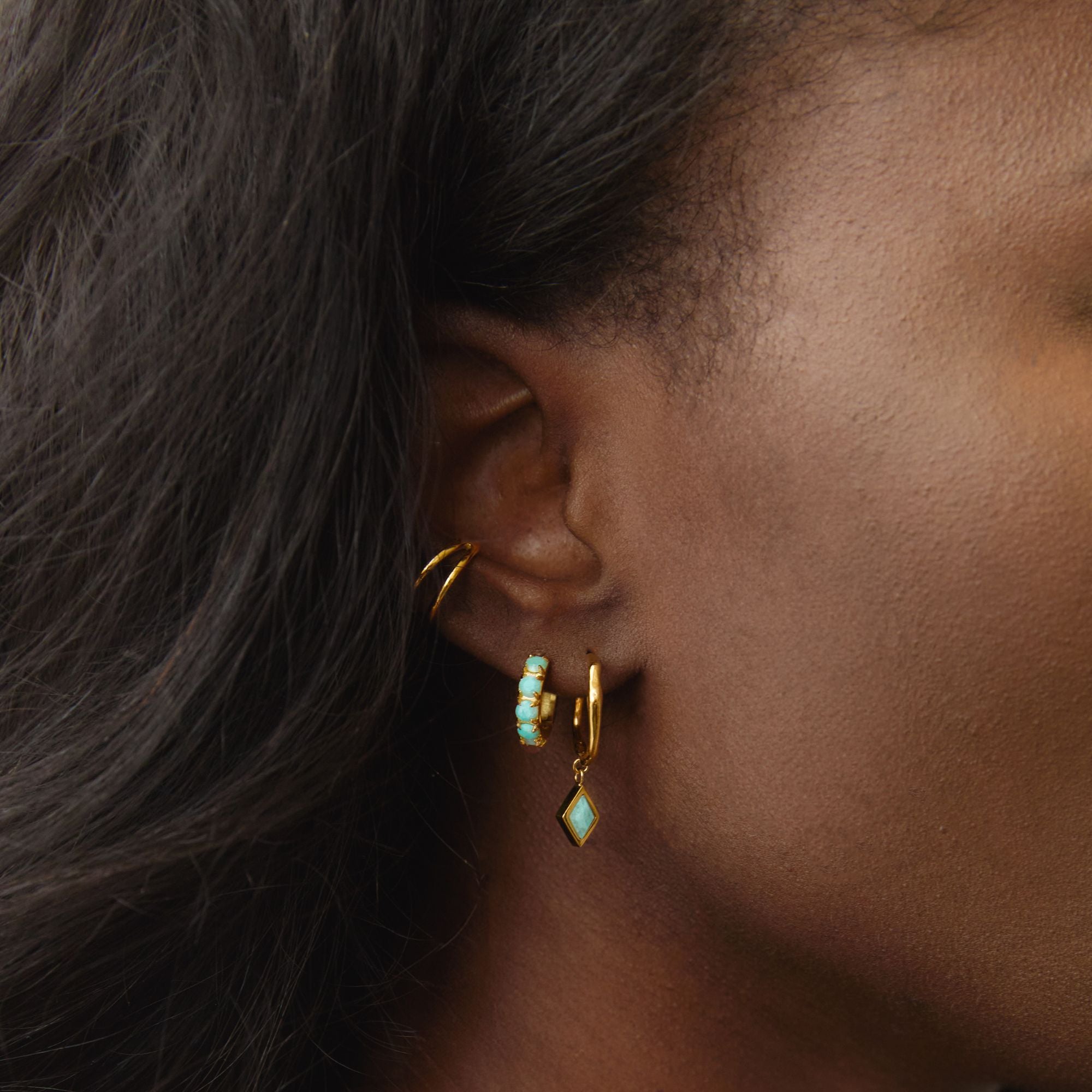 Gold Amazonite Huggies - Pre-order