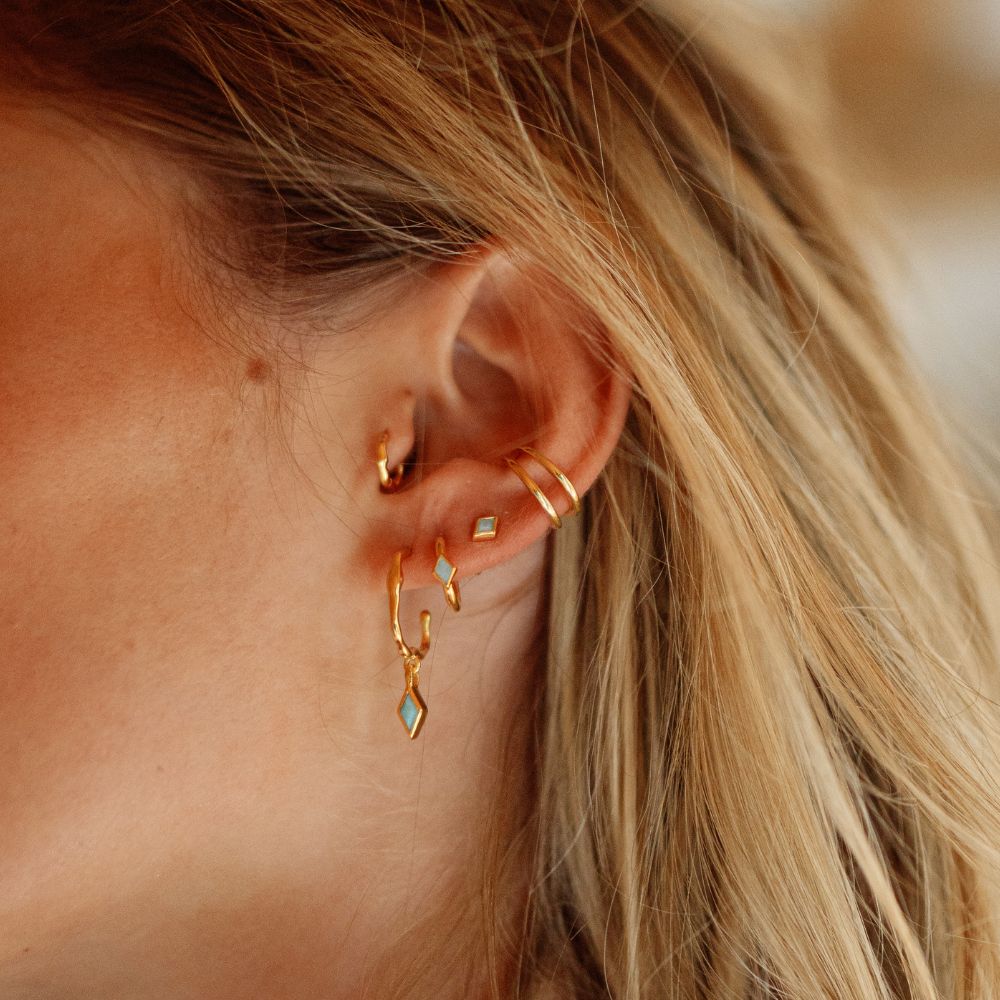 Gold Ethereal Amazonite Huggie Earrings