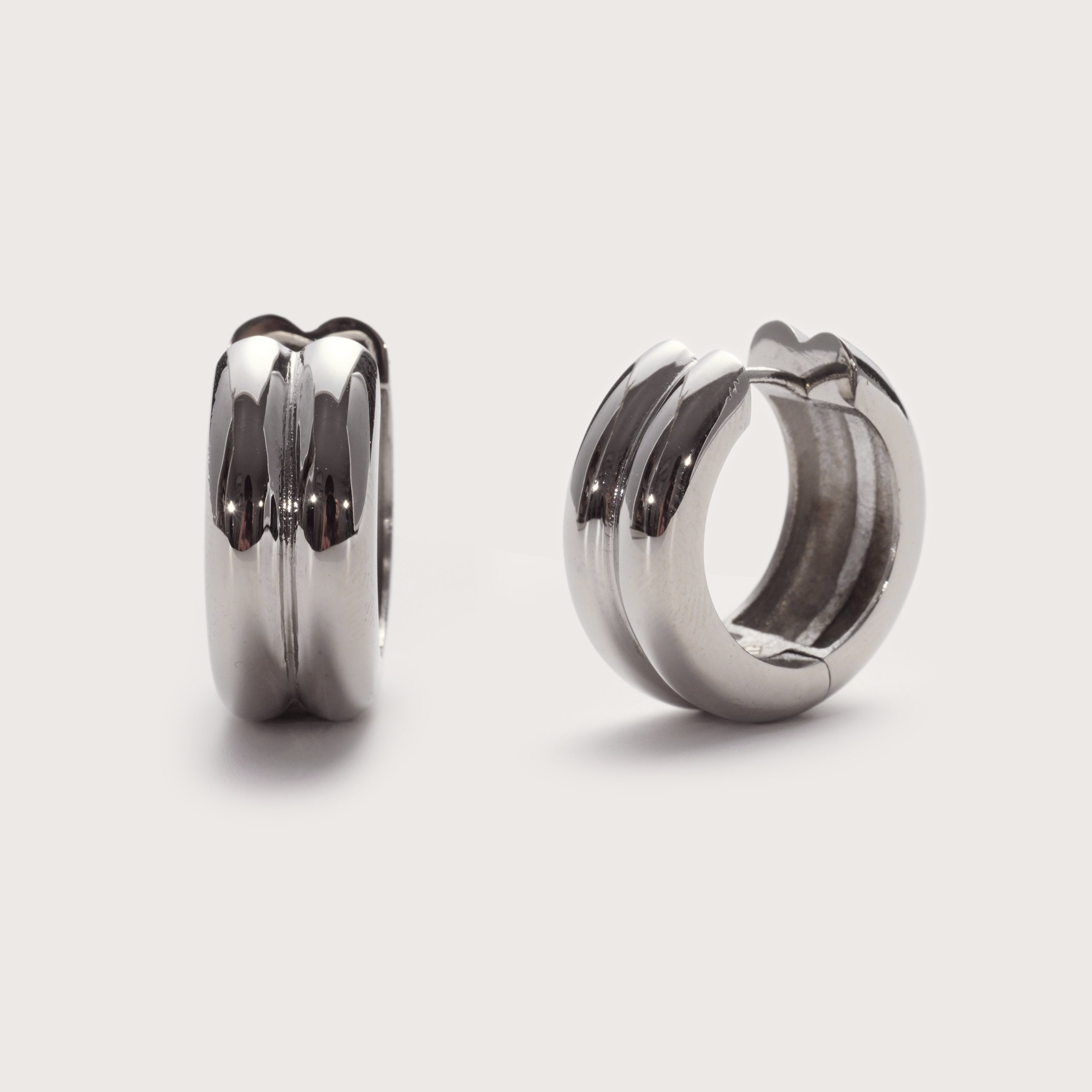 Silver Double Take Hoops – chunky double hoop waterproof silver earrings