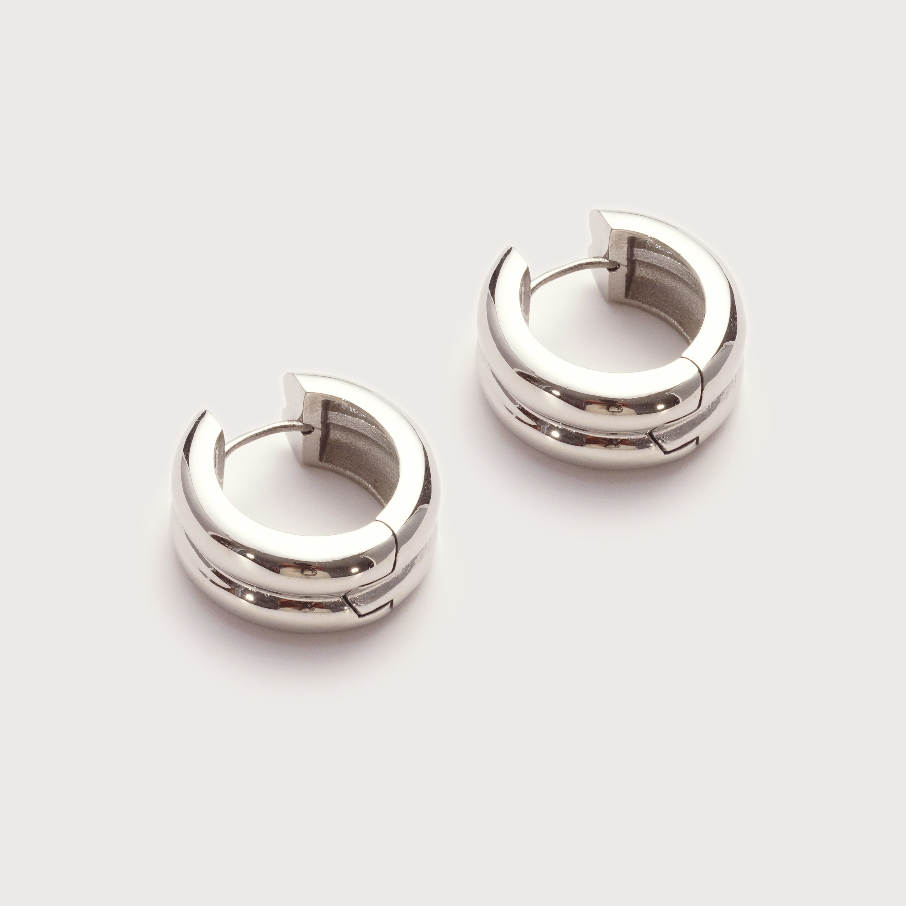 Silver Double Take Hoops detail showing double hoop silhouette