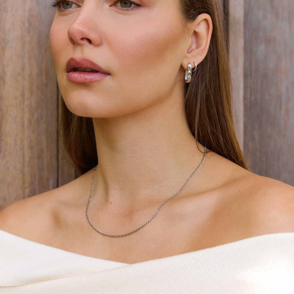 Silver Dainty Figaro Chain Necklace