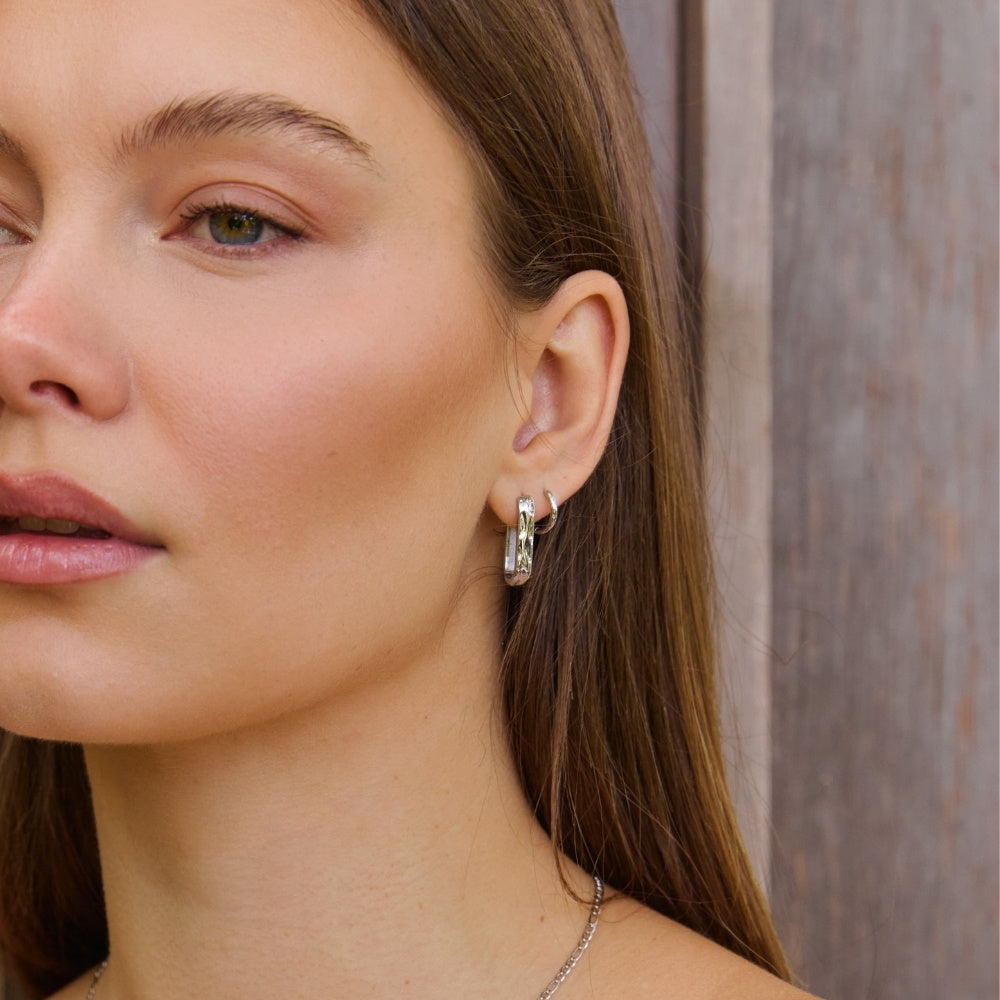 Silver Molten Ovate Hoops