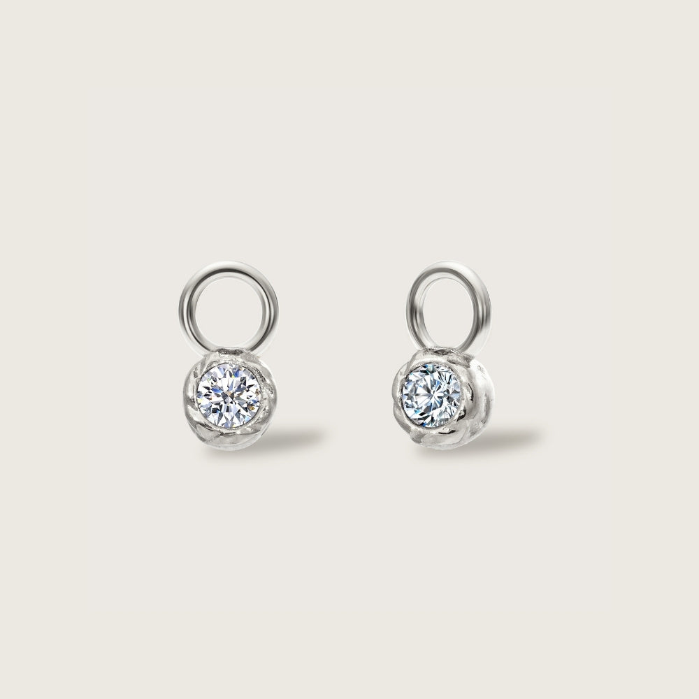 Silver Molten Crystal Round Charms