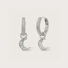 Silver Crystal Moon Charm Huggies
