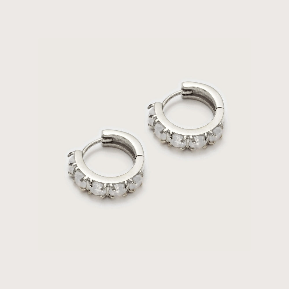 Silver Moonstone Huggies