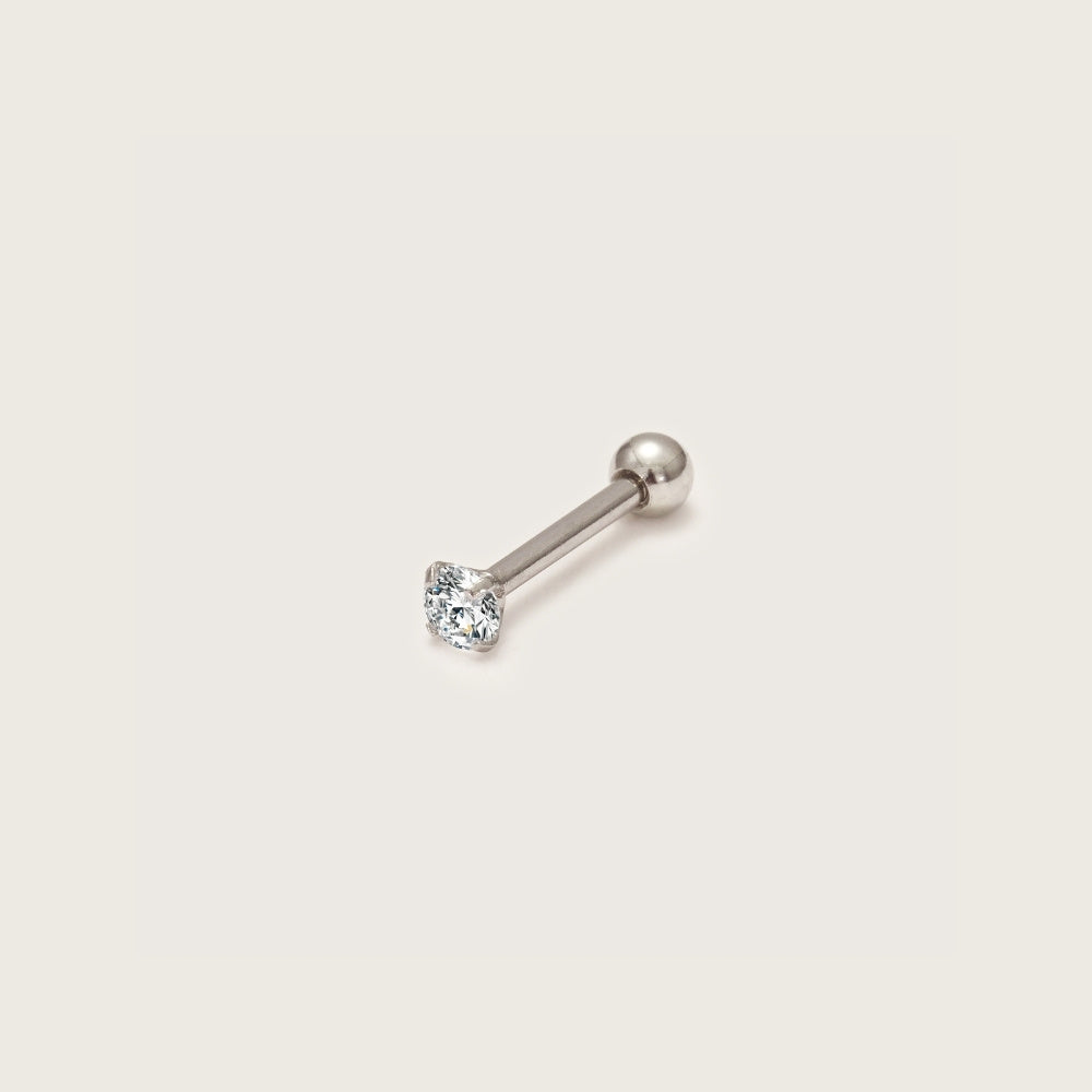 Silver Single Gemmed Barbell