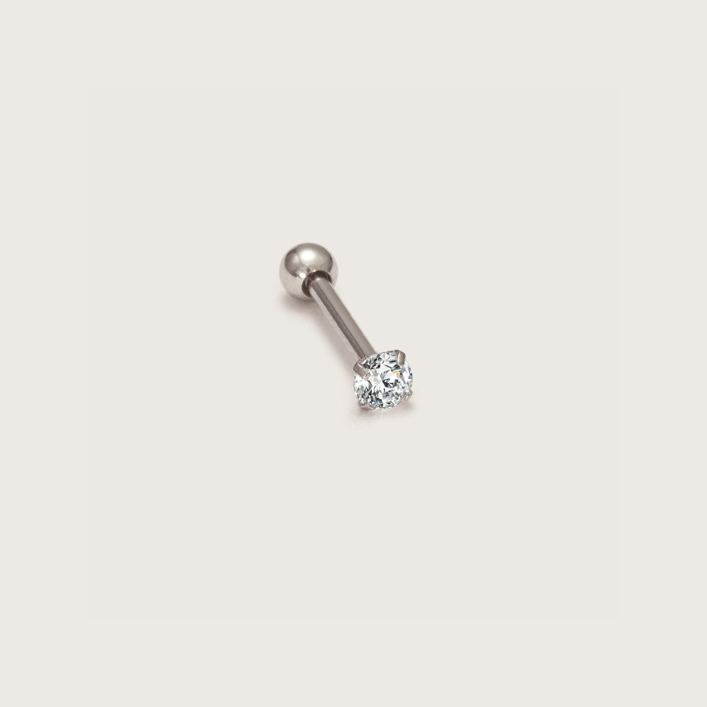 Silver Single Gemmed Barbell