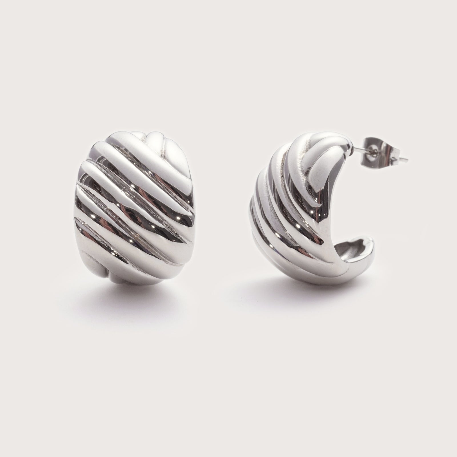 Silver Solstice Statement Studs – woven waterproof silver statement earrings