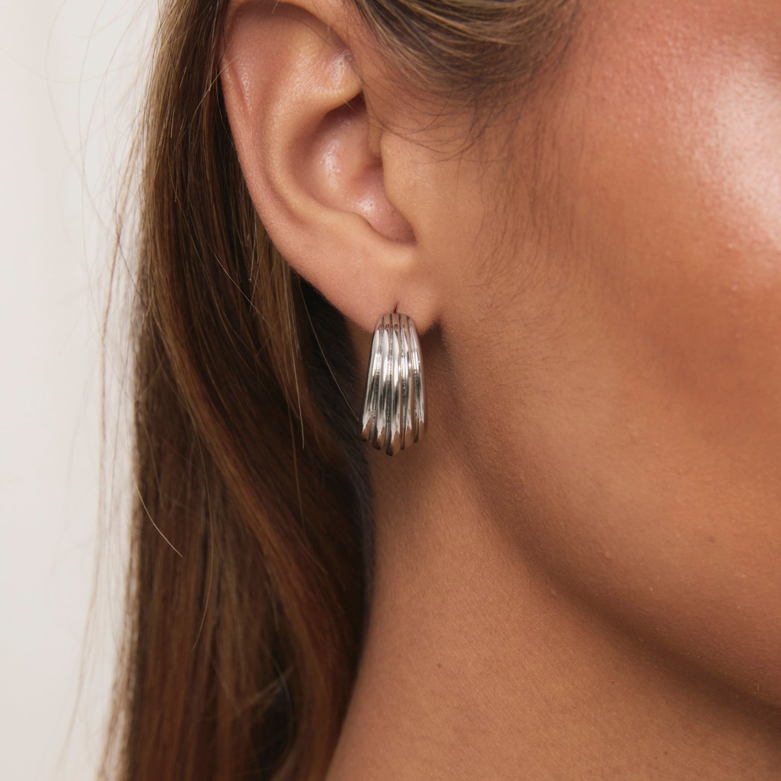Silver Dune Hoops – alternate view