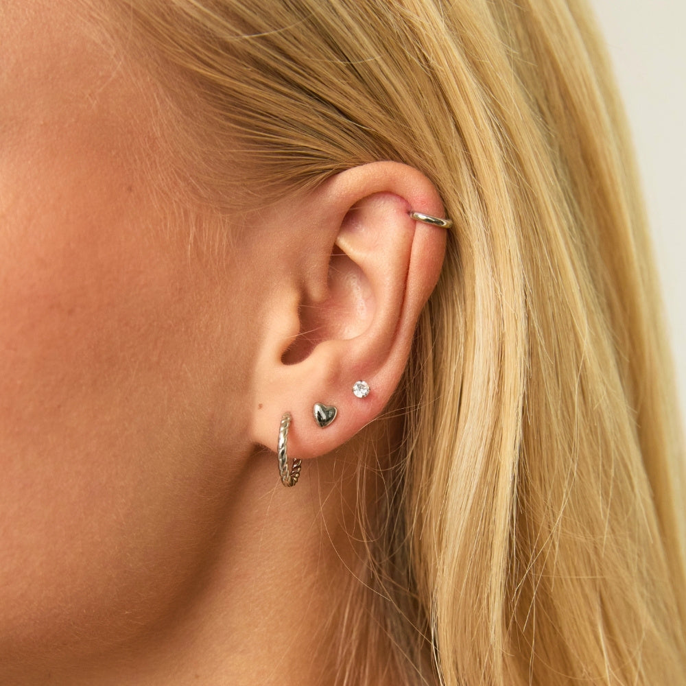 Silver Heart Studs