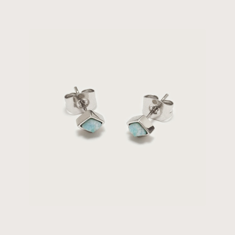 Silver Ethereal Amazonite Studs