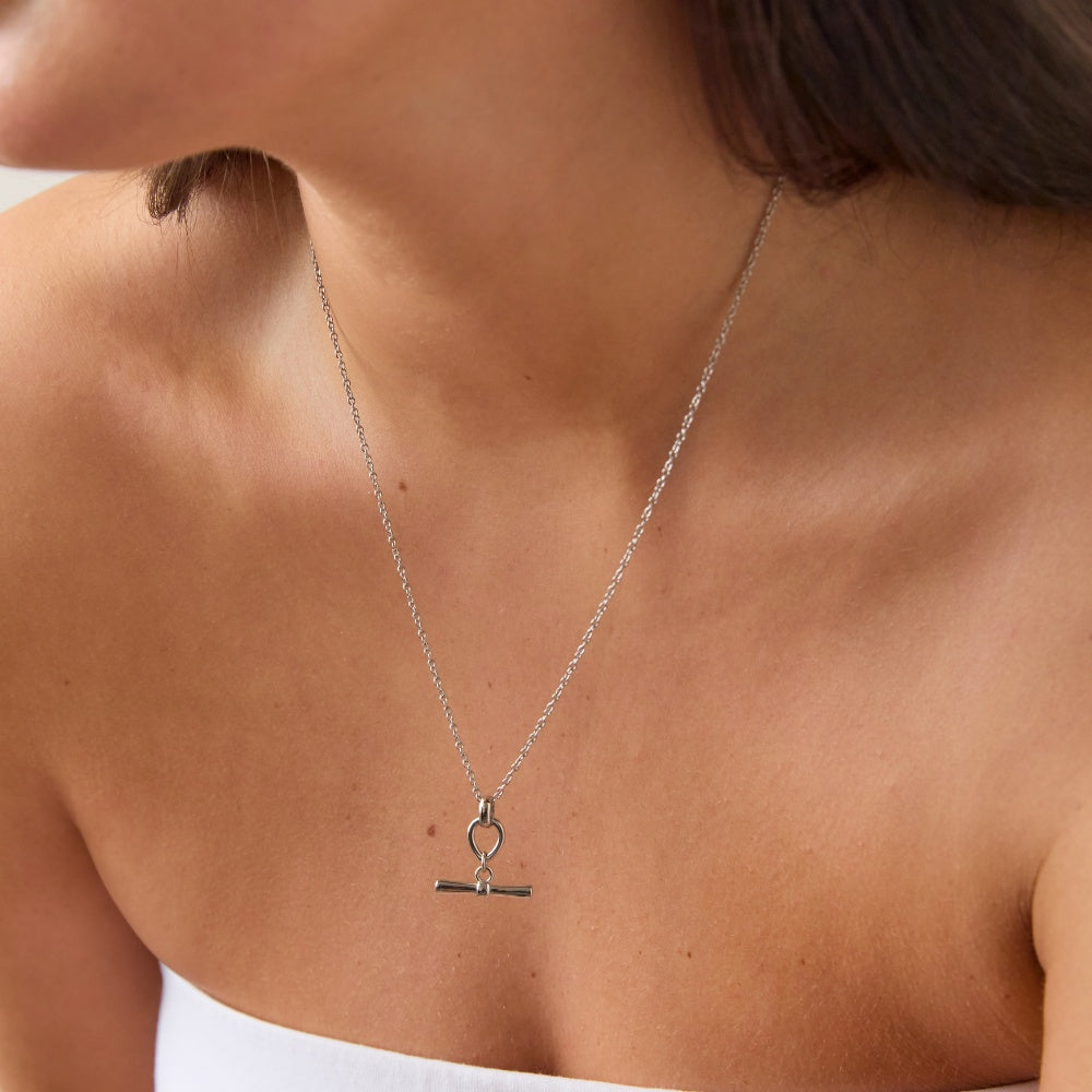 Silver T-Bar Pendant Necklace