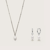Silver Pearl Necklace and Earrings Set