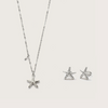 Silver Starfish Necklace and Earrings Set