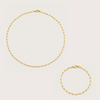 Gold Paperclip Necklace and Bracelet Set